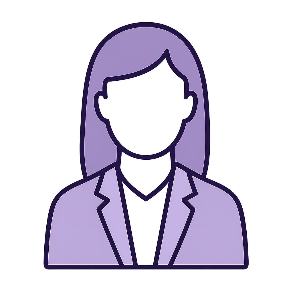 Minimalist purple icon of a legal writer representing the Basic Writer level